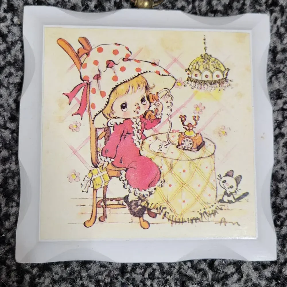 Vintage Children's Painted Wooden Plaque Wall Hanging Decor